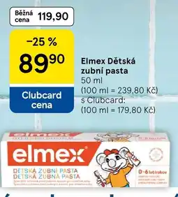 Tesco Elmex Dětská zubní pasta nabídka