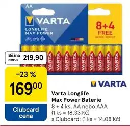 Tesco VARTA Longlife Max Power Baterie nabídka