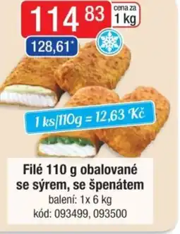 Qanto Filé obalované se sýrem, se špenátem nabídka