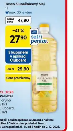 Tesco Slunečnicový olej nabídka