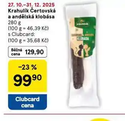 Tesco Čertovská a andělská klobása nabídka