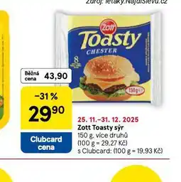 Tesco Zott toastový sýr nabídka
