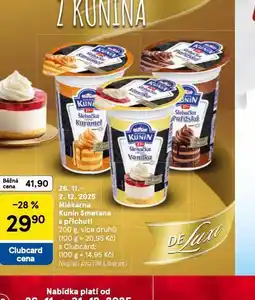 Tesco Kunín smetana s příchutí nabídka