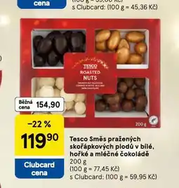 Tesco Směs pražených skořápkových plodů v čokoládě nabídka
