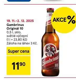 Tesco Pivo gambrinus originál 10 nabídka