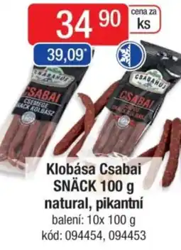 Qanto Klobása Csabai SNÄCK natural, pikantní nabídka