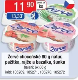 Qanto Žervé choceňské natur, pažitka, rajče a bazalka, šunka nabídka