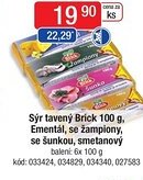 Qanto Sýr tavený Brick, Ementál, se žampiony, se šunkou, smetanový nabídka