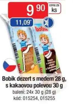 Qanto Bobík dezert s medem s kakaovou polevou nabídka