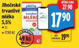Albert Madeta Jihočeské trvanlivé mléko 3,5% nabídka