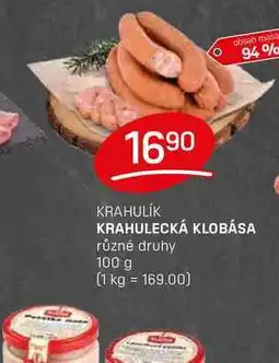 Flop KRAHULECKÁ KLOBÁSA různé druhy 100 g nabídka