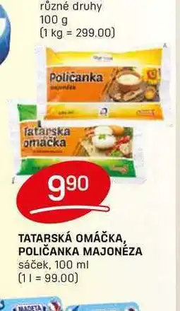 Flop Tatarská omáčka, Poličanka Majonéza, sáček 100ml nabídka