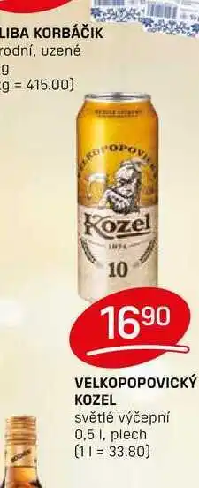 Flop VELKOPOPOVICKÝ KOZEL světlé výčepní 0,5l, plech nabídka