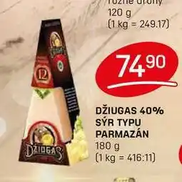 Flop DŽIUGAS 40% SÝR TYPU PARMAZÁN DZIDGAS 180 g nabídka