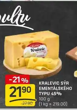 Flop KRALEVIC SÝR EMENTÁLSKÉHO TYPU 45% 100 g nabídka