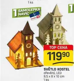 Flop SVĚTLO KOSTEL dřevěný. LED 9,5 x 8 x 10 cm 1 ks nabídka