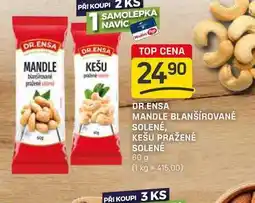 Flop DR.ENSA MANDLE BLANŠÍROVANÉ SOLENÉ, KEŠU PRAŽENÉ SOLENÉ 60 g nabídka