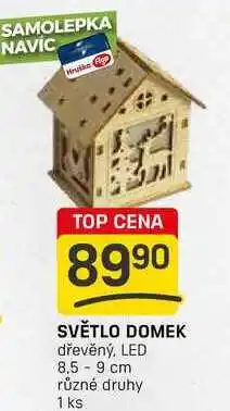 Flop SVĚTLO DOMEK dřevěný, LED 8,5-9 cm různé druhy 1ks nabídka