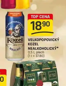 Flop VELKOPOPOVICKÝ NEALKO KOZEL NEALKOHOLICKÝ 0,5l, plech nabídka