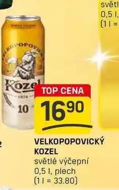 Flop VELKOPOPOVICKÝ KOZEL světlé výčepní 0,5l,plech nabídka
