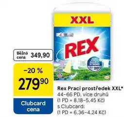 Tesco Rex Prací prostředek XXL, 44-66 PD, více druhů nabídka