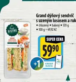 Albert Grand dýňový sendvič s uzeným lososem a rukolou 120 g nabídka