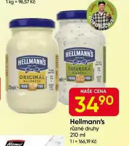Hruška Hellmann's majonéza, tatarská omáčka 210ml, vybrané druhy nabídka