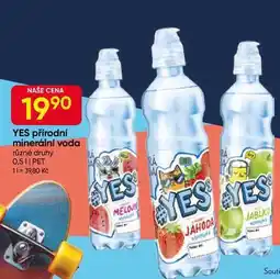 Hruška YES přírodní minerální voda různé druhy 0,5l nabídka