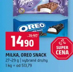 Terno Milka, oreo snack nabídka