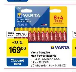 Tesco Varla longlife max power baterie nabídka