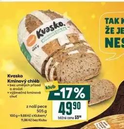Billa Kvasko kmínový chléb nabídka