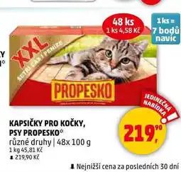 Penny Market KAPSIČKY PRO KOČKY, PSY PROPESKO, 48x 100 g nabídka