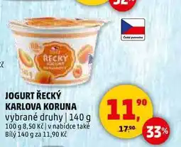 Penny Market JOGURT ŘECKÝ KARLOVA KORUNA, 140 g nabídka