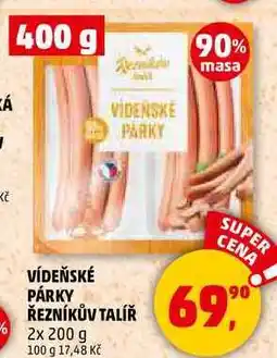 Penny Market VÍDEŇSKÉ PÁRKY ŘEZNÍKŮV TALÍŘ, 2x 200 g nabídka
