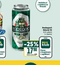 Billa Pivo radegast rázná 10 nabídka