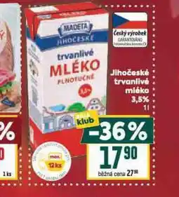 Billa Trvanlivé mléko 3,5% nabídka