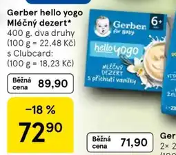 Tesco Gerber hello yogo Mléčný dezert nabídka