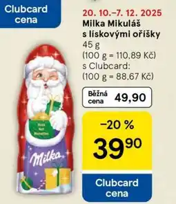 Tesco Milka Mikuláš s lískovými oříšky nabídka
