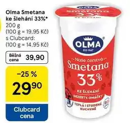 Tesco Olma Smetana ke šlehání 33%, 200 g nabídka