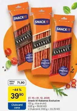 Tesco Snack It! Kabanos Exclusive, 120 g, více druhů nabídka