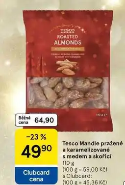 Tesco Tesco Mandle pražené a karamelizované s medem a skořicí, 110 g nabídka