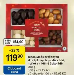 Tesco Tesco Směs pražených skořápkových plodů v bílé, hořké a mléčné čokoládě, 200 g nabídka