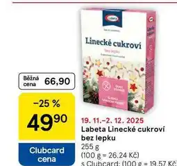 Tesco Labeta Linecké cukroví bez lepku, 255 g nabídka