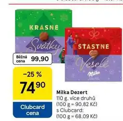 Tesco Milka Dezert, 110 g, více druhů nabídka