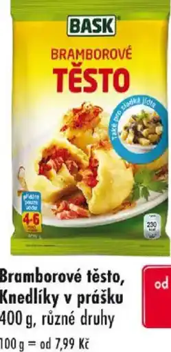 Qanto Bask Bramborové těsto, Knedlíky v prášku nabídka