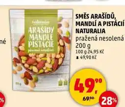 Penny Market SMĚS ARAŠÍDŮ, MANDLÍ A PISTÁCIÍ NATURALIA pražená nesolená, 200 g nabídka