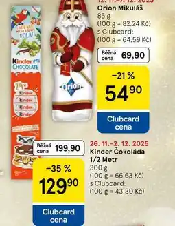 Tesco Kinder Čokoláda 1/2 Metr, 300 g nabídka