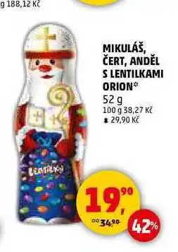 Penny Market MIKULÁŠ, ČERT, ANDĚL S LENTILKAMI ORION, 52 g nabídka