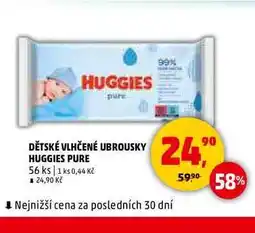 Penny Market DĚTSKÉ VLHČENÉ UBROUSKY HUGGIES PURE, 56 KS nabídka