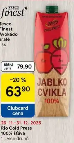 Tesco Rio Cold Press 100% šťáva, 1 l, více druhů nabídka